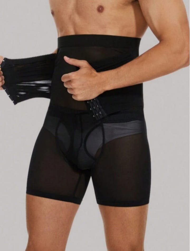 Men's High Waist Mesh Patchwork Shapewear